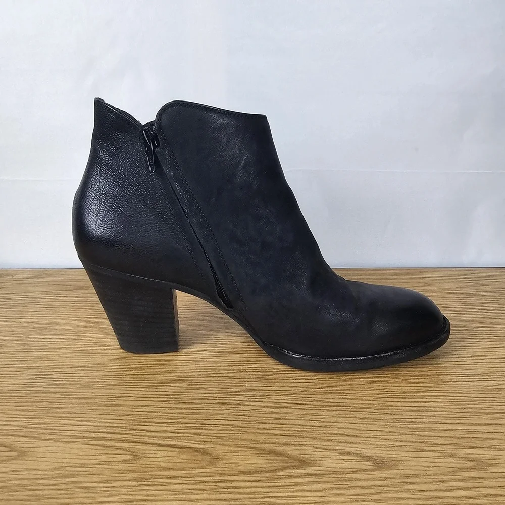 Paul Green Aubrey Ankle Boots‎ Heels Western Double Zip 8.5 Black Leather